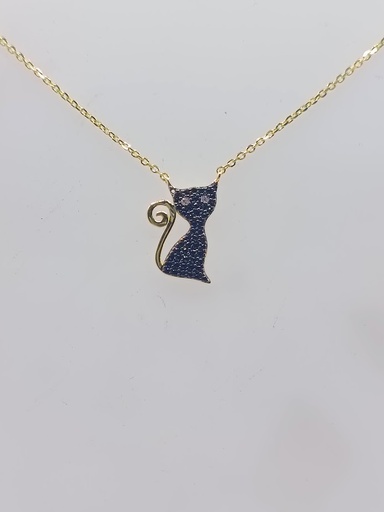 [2080523581000] 14617FNSYSH1 Collar Plata Gato Negro Enchapado