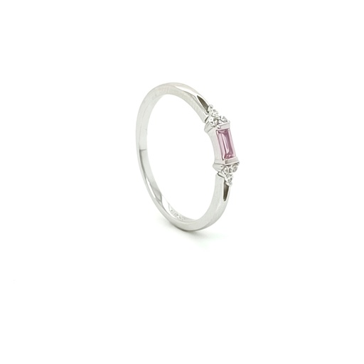 12192FRSWSH6 Anillo Plata Baguet Rosado