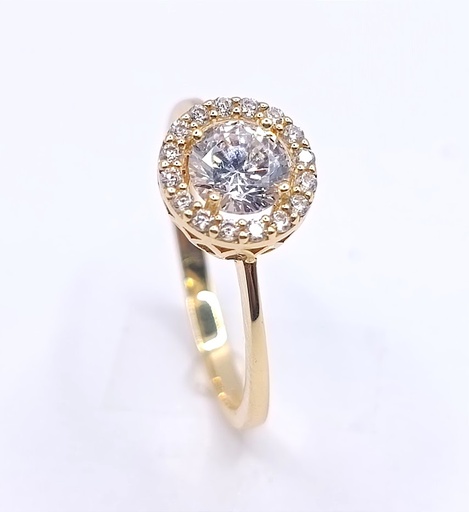 I14-I11SZR0242-FCZ Anillo Oro Amarillo Circon Halo