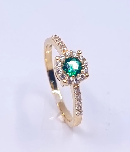 ICR5405-FCZ-GCZ Anillo Oro Amarillo Circon Esmeralda