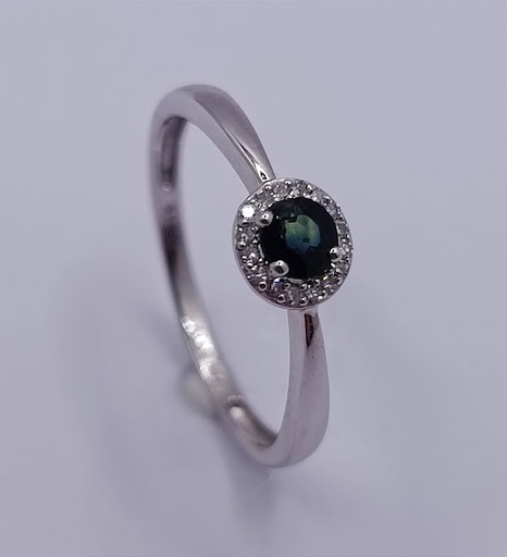 KR05-85815-**2 Anillo Oro Blanco Billante Zafiro