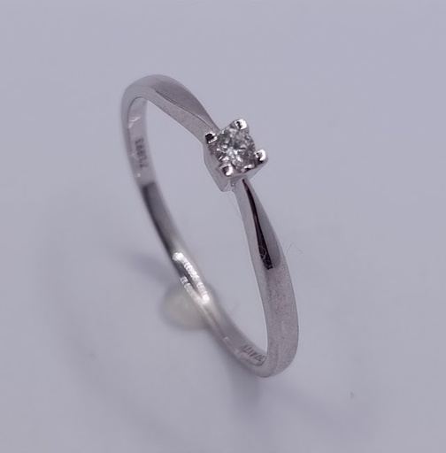 KR05-71893-**1 Anillo Oro Blanco Brillante Solitario
