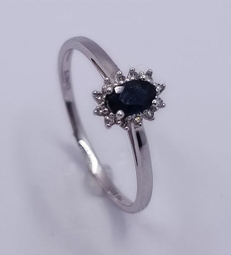 KR05-114675-**1 Anillo Oro Blanco Billante Zafiro