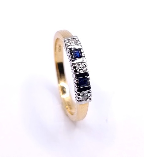 KR05-32297-**1 Anillo Oro Bicolor  Brillante Zafiro 