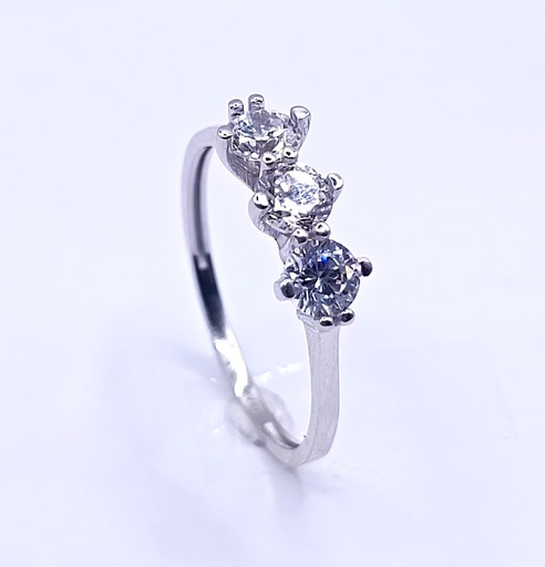 I15-I11SZR0218-W-FCZ Anillo Oro Blanco Tricillo Circon