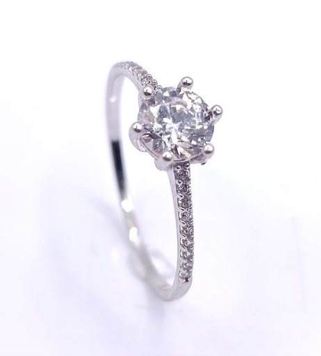 I14-I10SZR0245-W-FCZ Anillo Oro Blanco Compromiso Circon 
