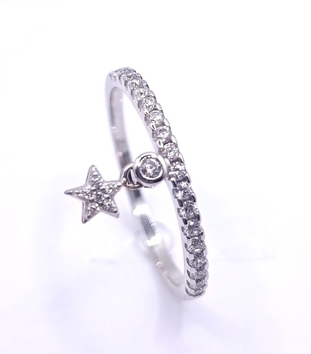 RDC01-7477-04 Anillo Oro Blanco Circon Estrella