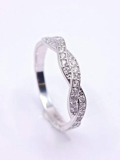 A 3521 W Anillo Oro Blanco Trenza Circon