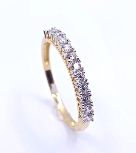 CLR0124-YW Anillo Oro Bicolor Cintillo Circon