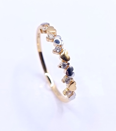 CR205823-YW-FCZ Anillo Oro Bicolor Corazon Circon