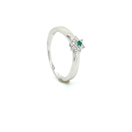 R-1302 E Anillo Plata Esmeralda Roseta