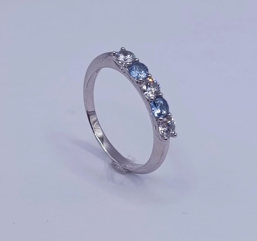 SR-1521 TA Anillo Plata Cintillo Aguamarina