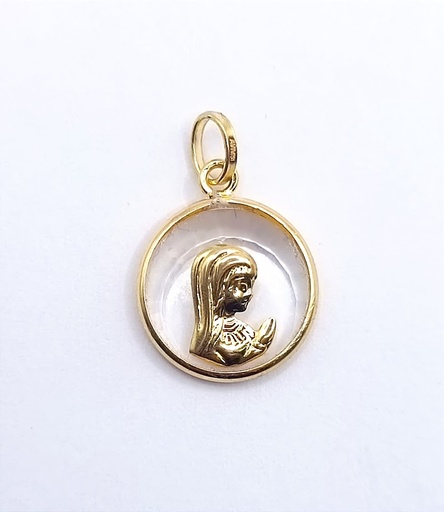 [1210033100] 1-343701CS14 Medalla Oro Amarillo Virgen Niña Cristal