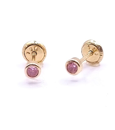 [1210083300] 1-CH-R-3 Aro Oro Amarillo Redondo Circon Rosa