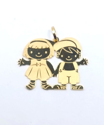 [1410209301] 1-A69501C19 Colgante Oro Amarillo Niños Pareja