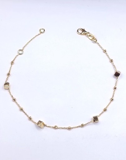 [1601104019] 252933 Pulsera Oro Amarillo Bola y Cubos 