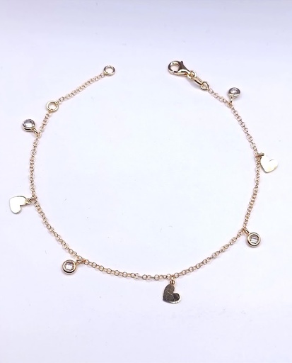 [1601104119] 232470 Pulsera Oro Amarillo Corazon Punto de Luz 