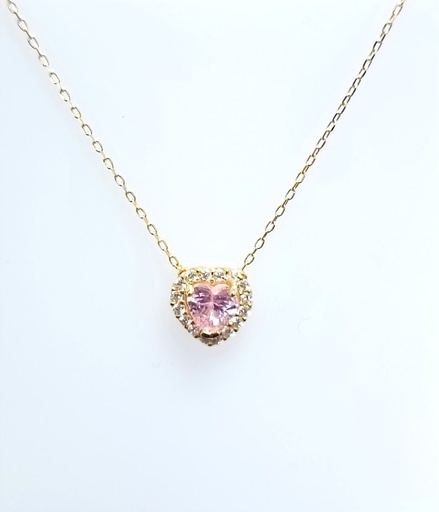 [1610151109] 1-230701GS Collar Oro Amarillo Corazon Rosa