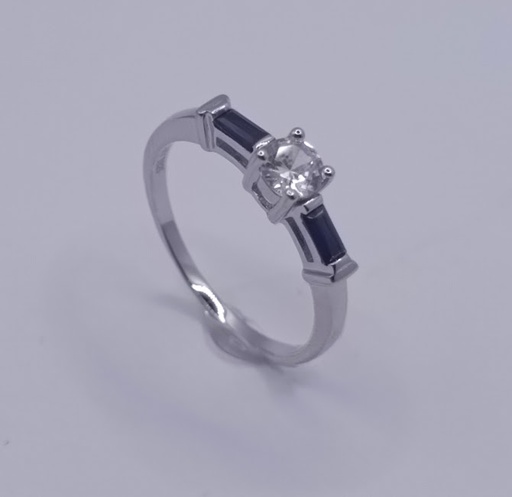 R-0696 Z Anillo Plata Zafiro Trapezoides