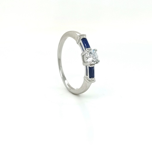 R-0696 Z Anillo Plata Zafiro Trapezoides