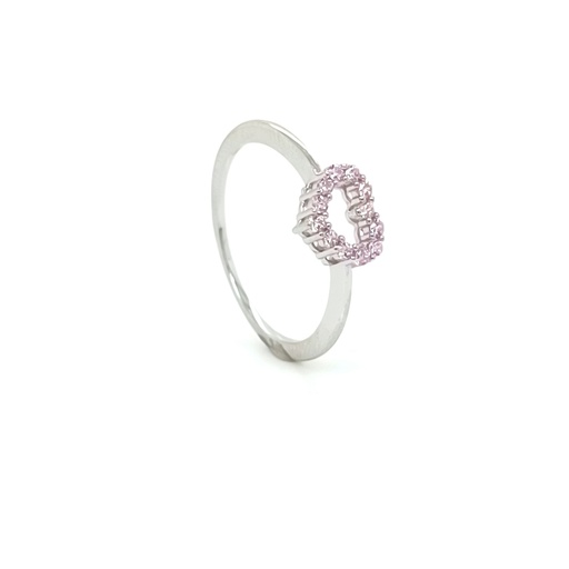 R-0795 Anillo Plata Corazon Rosa
