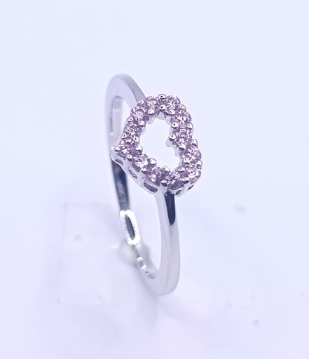 R-0795 Anillo Plata Corazon Rosa