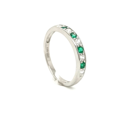 R-1009 E Anillo Plata Cintillo Esmeralda