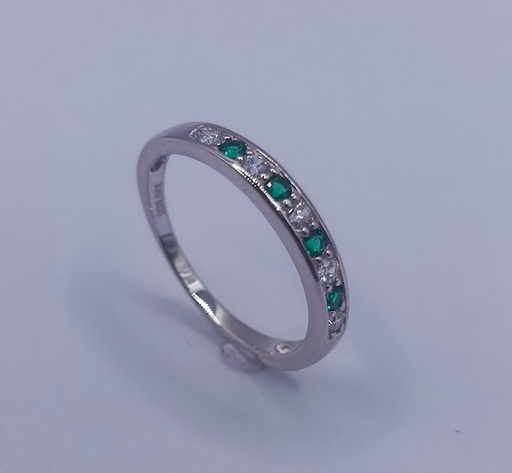 R-1009 E Anillo Plata Cintillo Esmeralda