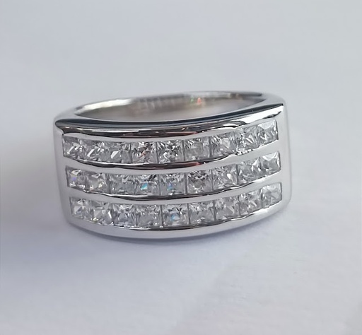R-1306 Z Anillo Plata Cintillo Zafiro Triple