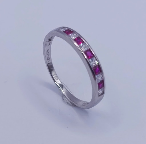 R-1459 R Anillo Plata Cintillo Rubi