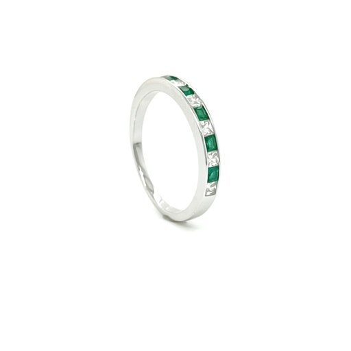 R-1459 E Anillo Plata Cintillo Esmeralda