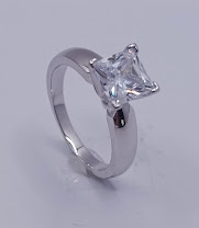 SR-0092 Anillo Plata Solitario Cuadrado