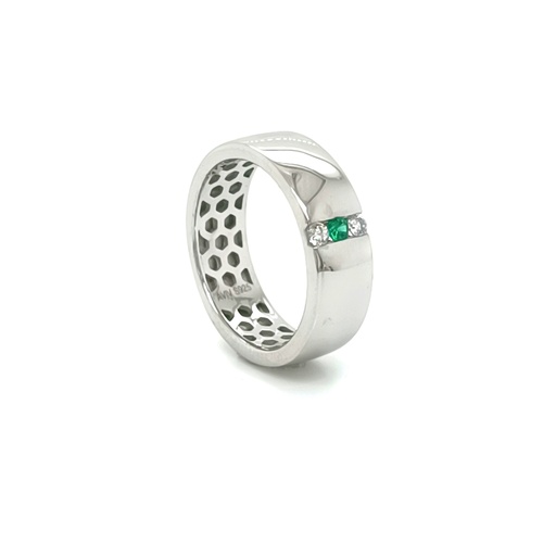 SR-0176 E Anillo Plata Banda Esmeralda