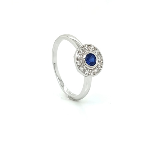 JR-0015 Z Anillo Plata Halo Zafiro