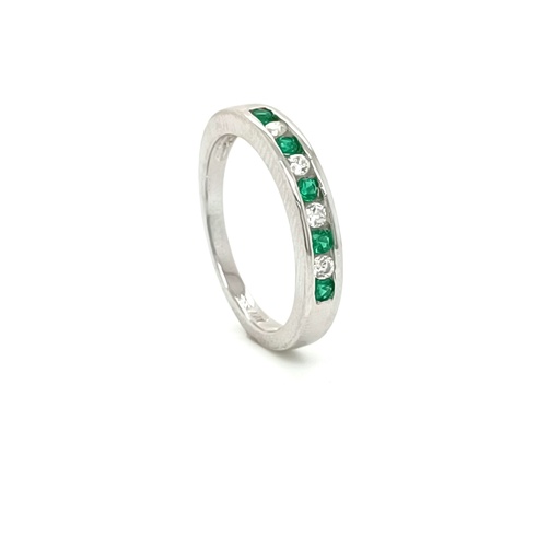 R-0548 E Anillo Plata Cintillo Esmeralda