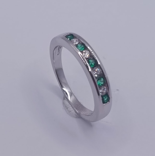 R-0548 E Anillo Plata Cintillo Esmeralda
