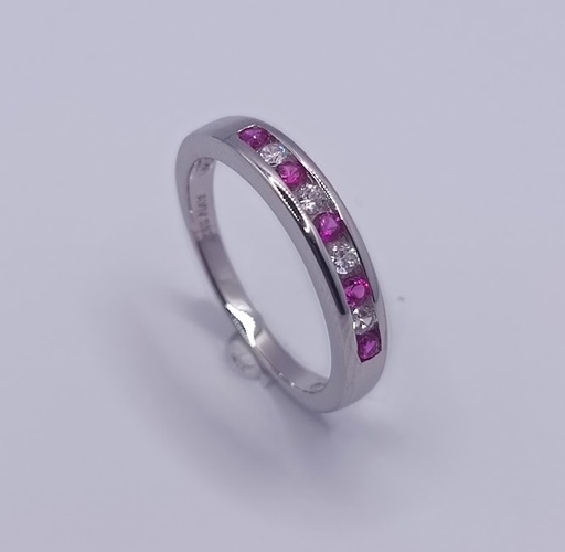 R-0548 R Anillo Plata Cintillo Rubi