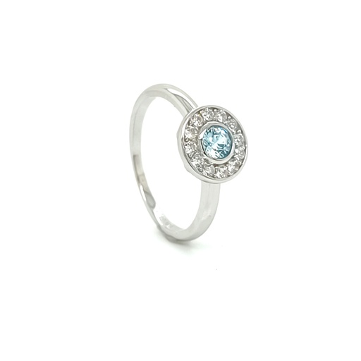 JR-0015 TA Anillo Plata Aguamarina