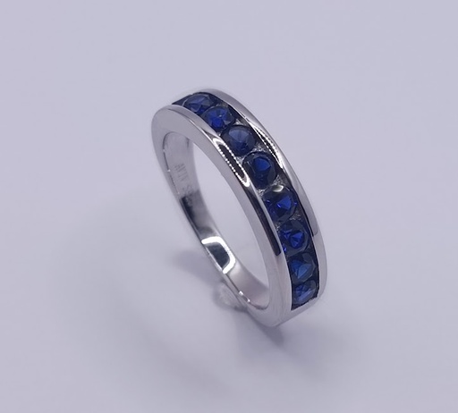 R-0548 ZZ G Anillo Plata Cintillo Zafiro Ancho