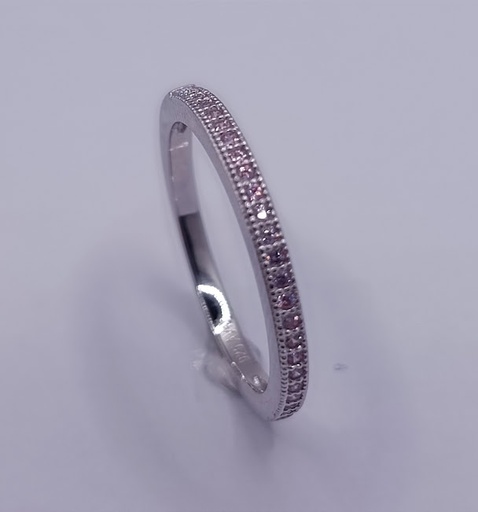SL60268B1 Anillo Plata Cintillo Fino Rosa