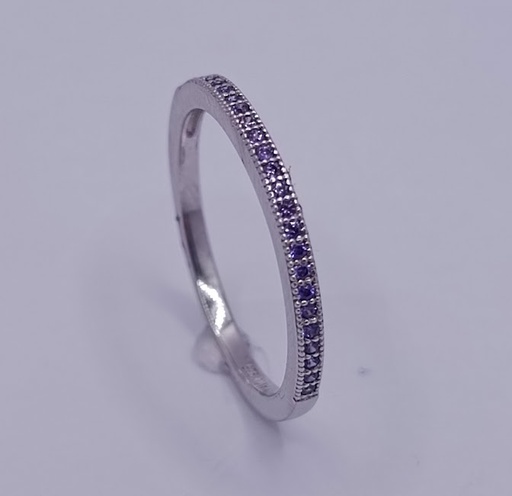 SL60268E1 Anillo Plata Cintillo Fino Amatista