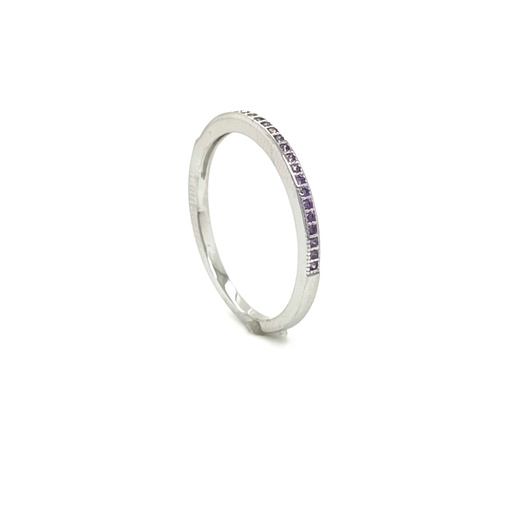SL60268E1 Anillo Plata Cintillo Fino Amatista