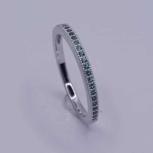 SL60268Y1 Anillo Plata Cintillo Fino Esmeralda