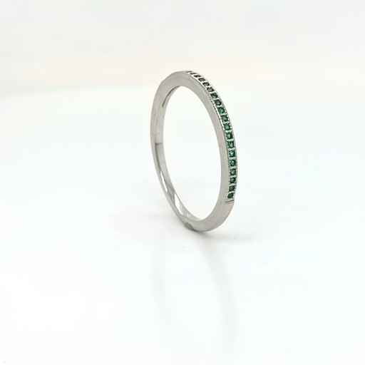 SL60268Y1 Anillo Plata Cintillo Fino Esmeralda