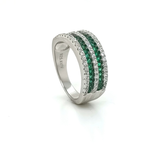 SL30526LH1 Anillo Plata Canal Esmeralda