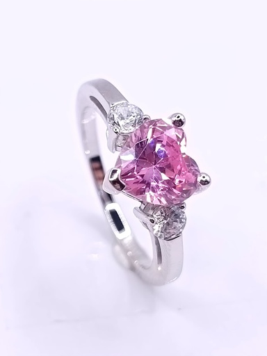 SL90807F1 Anillo Plata Corazon rosa francia