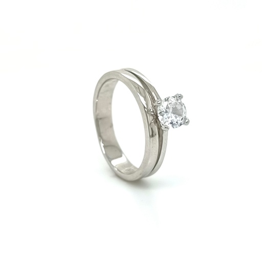 10674FRS1 Anillo Plata Argolla y Solitario