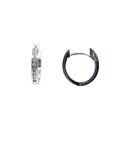 [3211106100] VX8-X8ZH0071-W  Aro Oro Blanco Argolla Huggie Circon