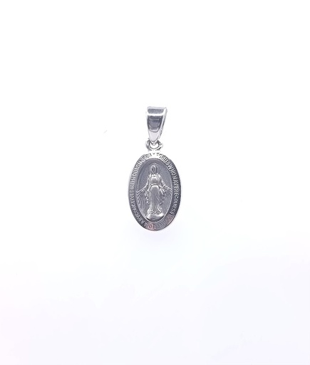 [3411101400] X3KP10542-W-SM Medalla Oro Blanco Virgen Rayos