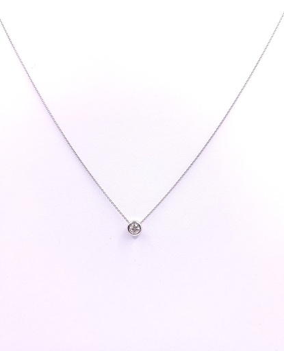 [3601104550] 2385 Collar Oro Blanco Punto de Luz Brillante